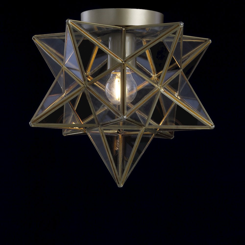 Stella Moravian Star Metal/Clear Glass Led Pendant. Picture 3