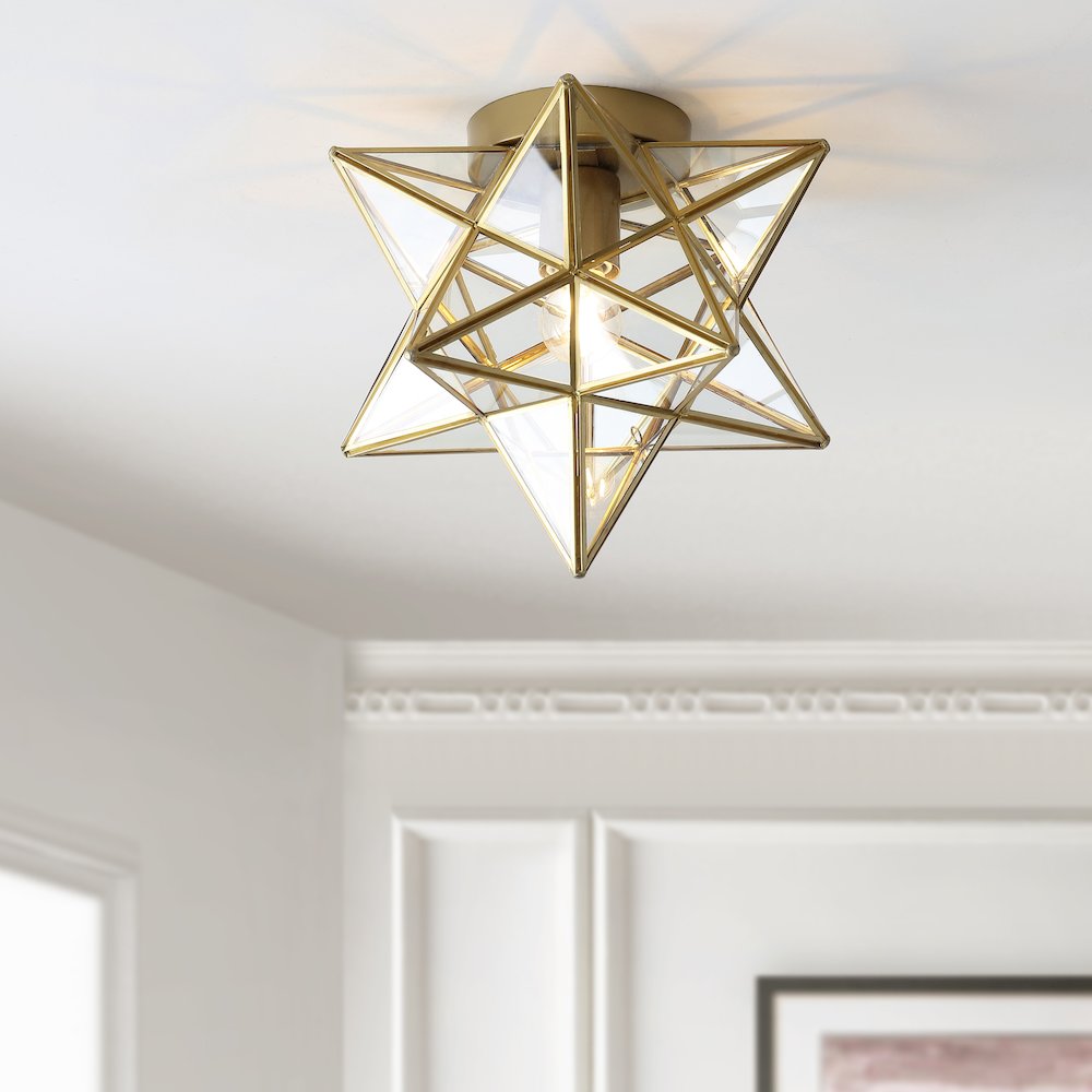 Stella Moravian Star Metal/Clear Glass Led Pendant. Picture 7