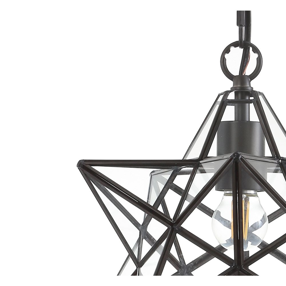 Stella Moravian Star Metal/Clear Glass Led Pendant. Picture 5