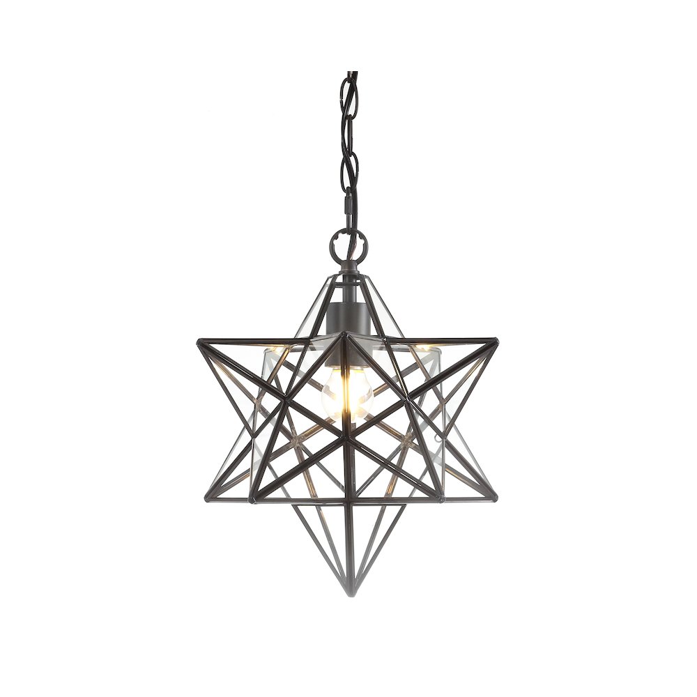Stella Moravian Star Metal/Clear Glass Led Pendant. Picture 14
