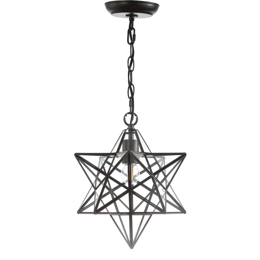 Stella Moravian Star Metal/Clear Glass Led Pendant. Picture 2