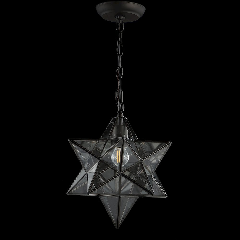 Stella Moravian Star Metal/Clear Glass Led Pendant. Picture 4