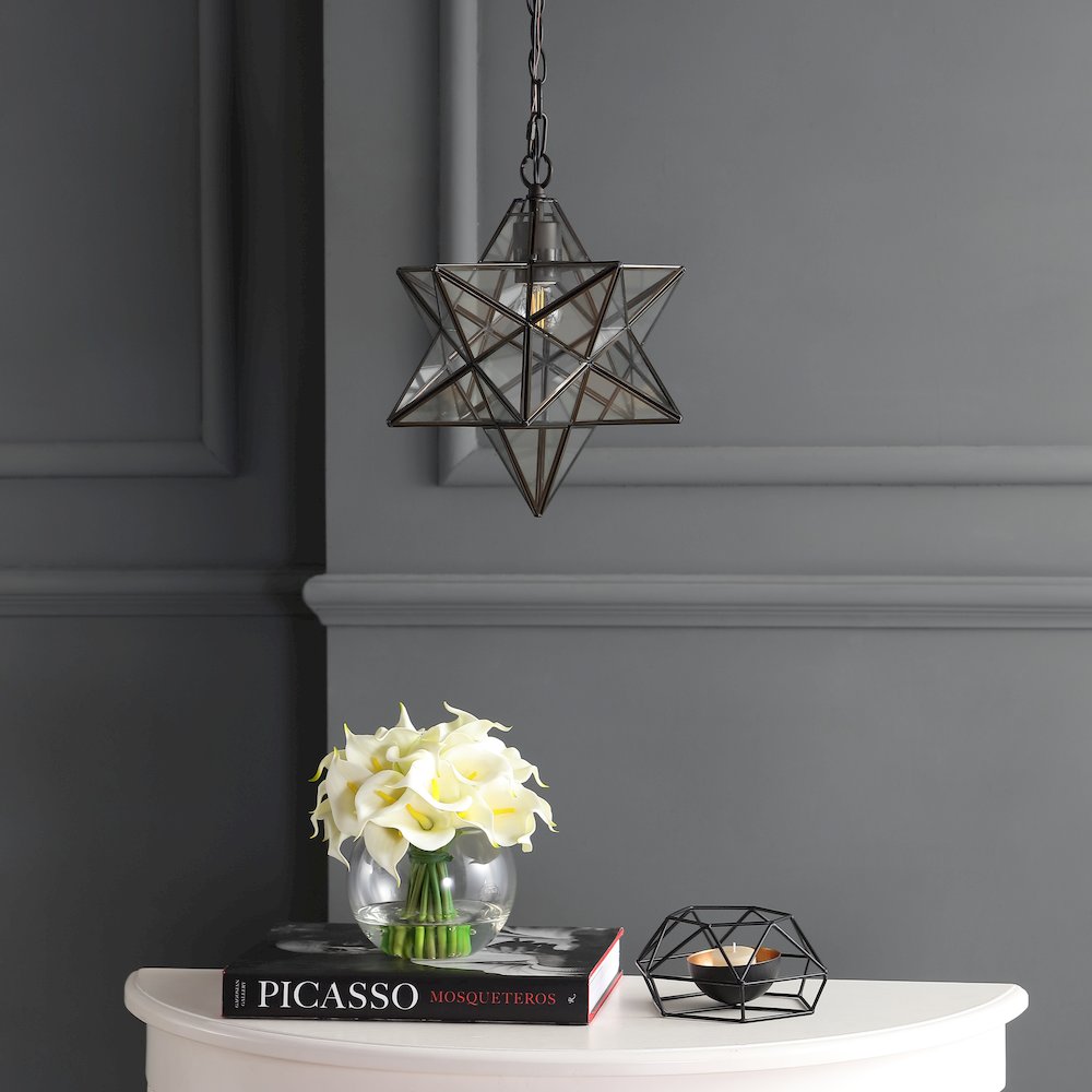 Stella Moravian Star Metal/Clear Glass Led Pendant. Picture 10
