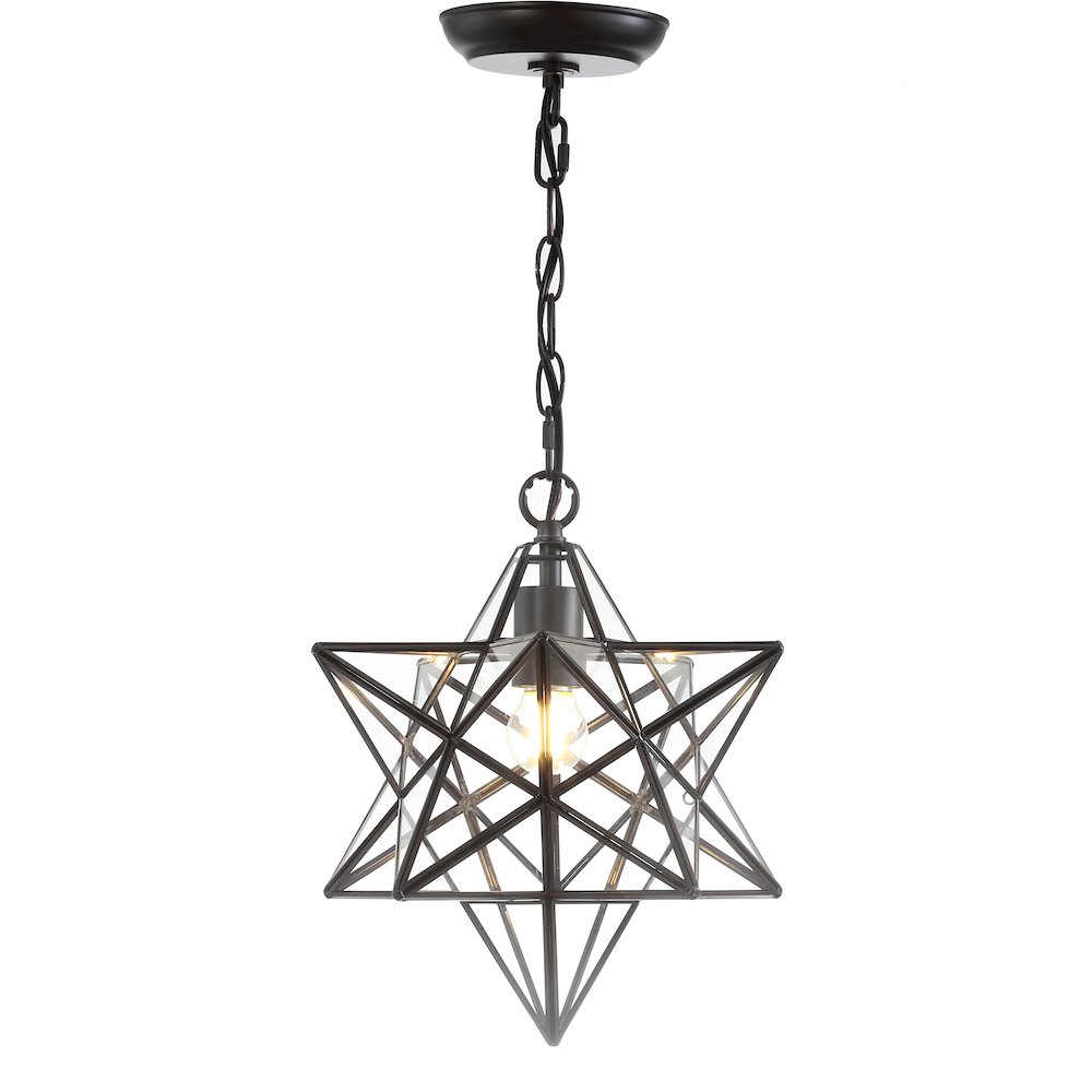 Stella Moravian Star Metal/Clear Glass Led Pendant. Picture 1