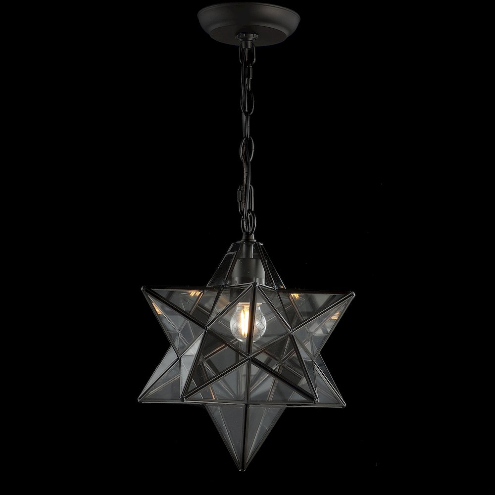Stella Moravian Star Metal/Clear Glass Led Pendant. Picture 3