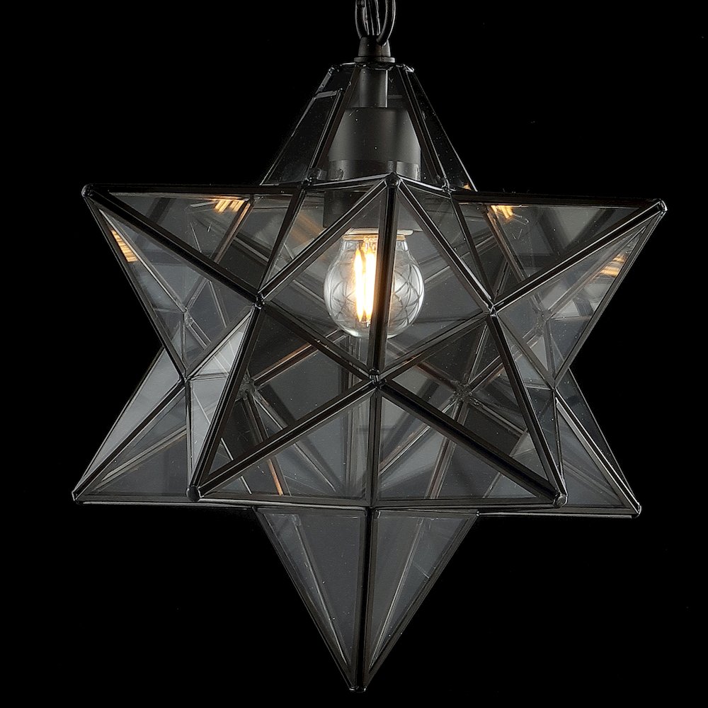 Stella Moravian Star Metal/Clear Glass Led Pendant. Picture 7