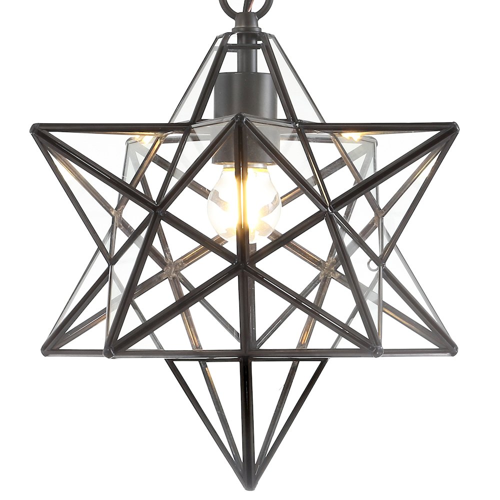 Stella Moravian Star Metal/Clear Glass Led Pendant. Picture 8