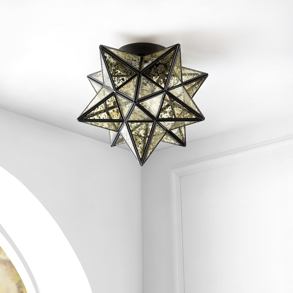 Stella Moravian Star Metal/Clear Glass Led Pendant. Picture 8