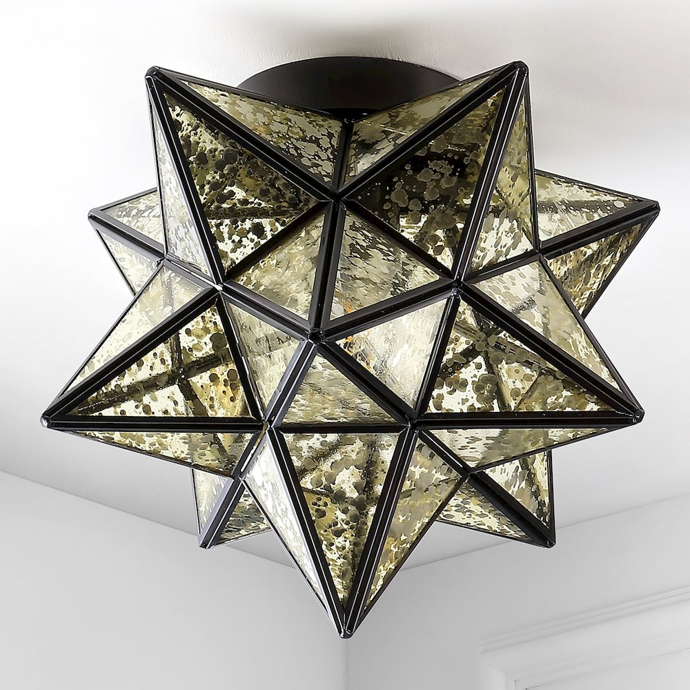 Stella Moravian Star Metal/Clear Glass Led Pendant. Picture 6