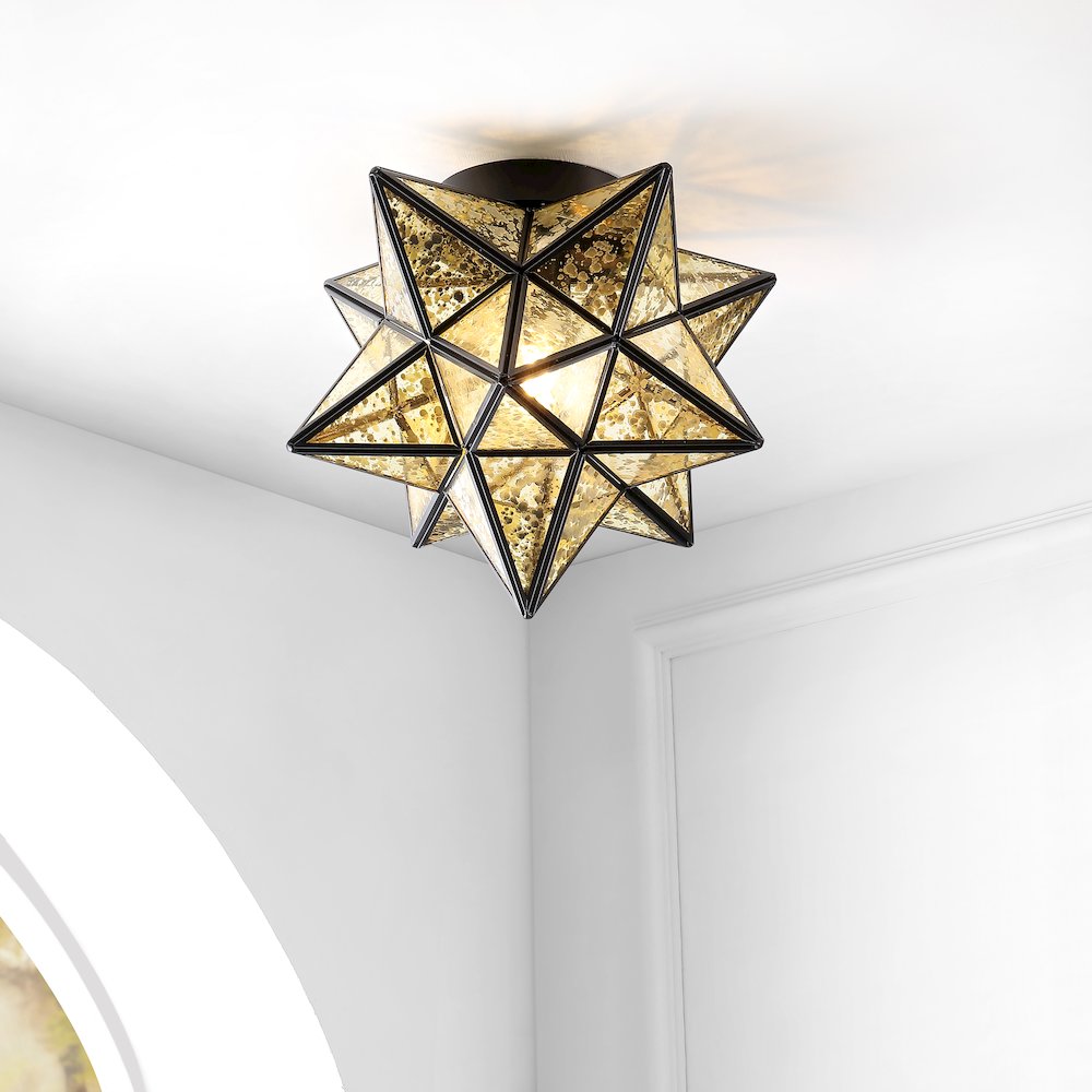 Stella Moravian Star Metal/Clear Glass Led Pendant. Picture 7