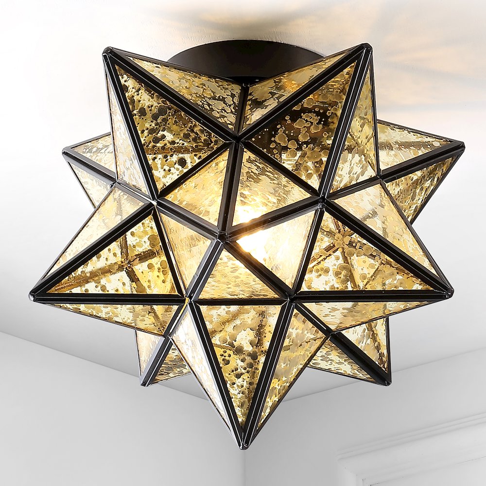 Stella Moravian Star Metal/Clear Glass Led Pendant. Picture 5