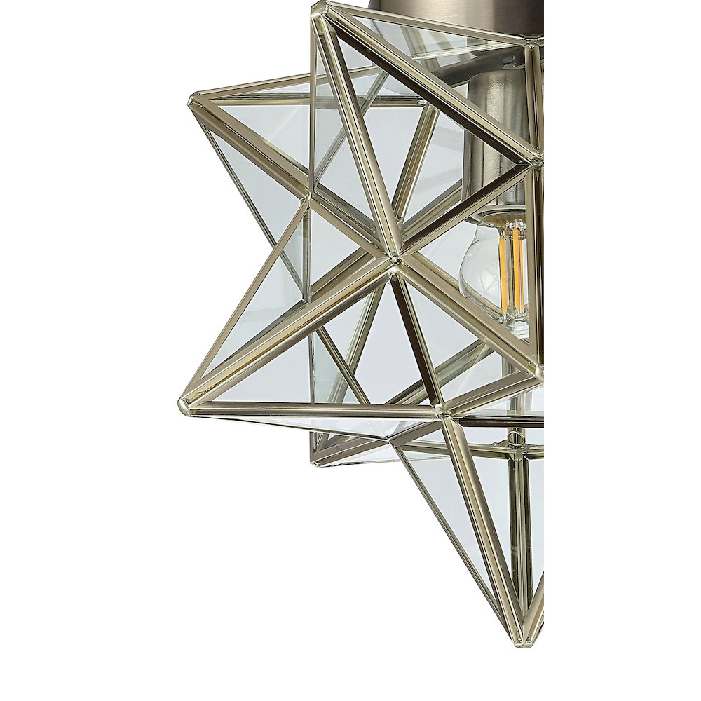Stella Moravian Star Metal/Clear Glass Led Pendant. Picture 3