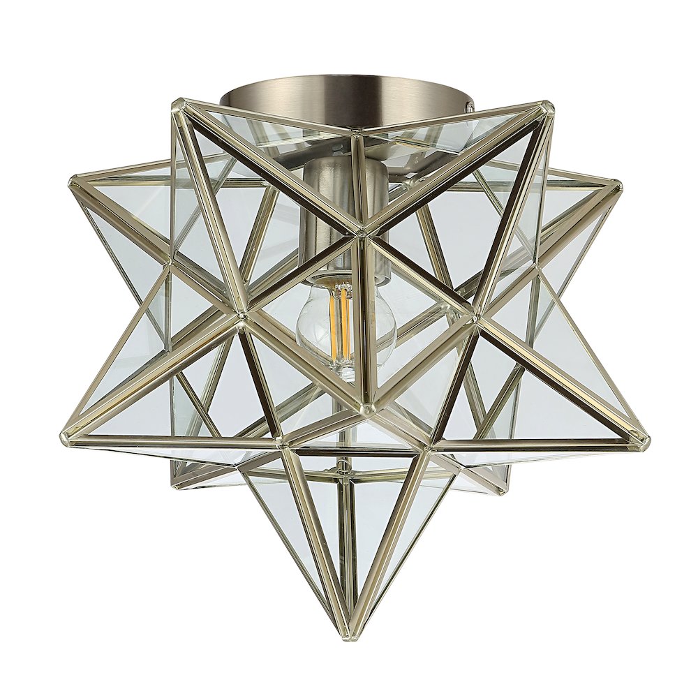 Stella Moravian Star Metal/Clear Glass Led Pendant. Picture 2