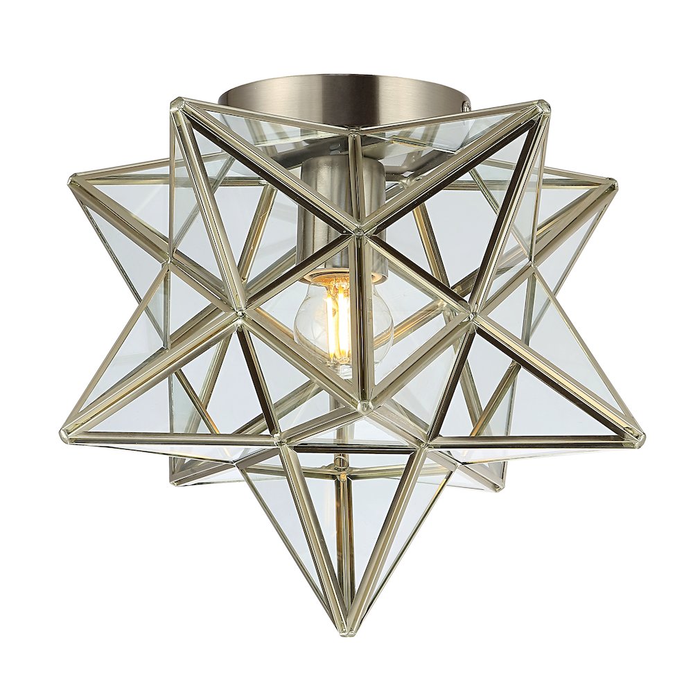 Stella Moravian Star Metal/Clear Glass Led Pendant. Picture 1
