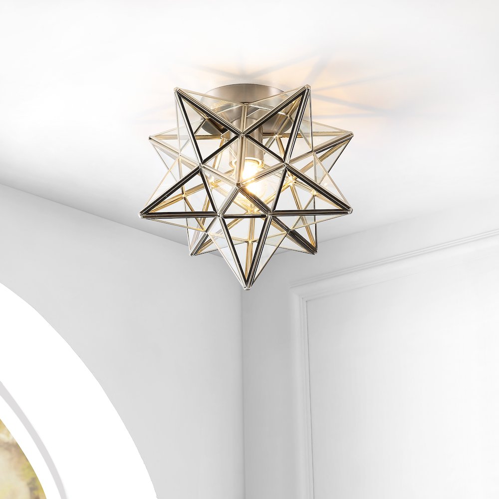 Stella Moravian Star Metal/Clear Glass Led Pendant. Picture 5