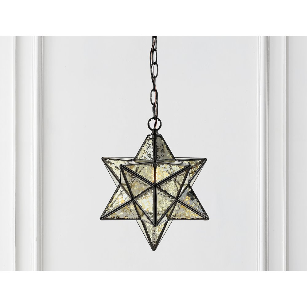 Stella Moravian Star Metal/Clear Glass Led Pendant. Picture 9