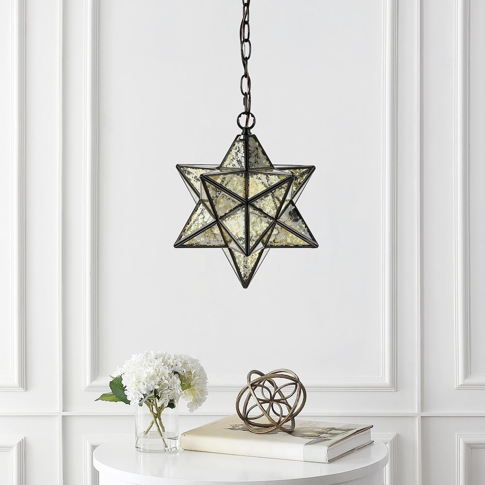 Stella Moravian Star Metal/Clear Glass Led Pendant. Picture 7