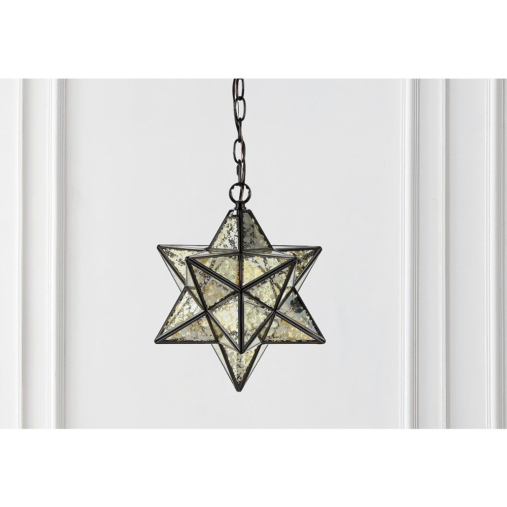 Stella Moravian Star Metal/Clear Glass Led Pendant. Picture 6