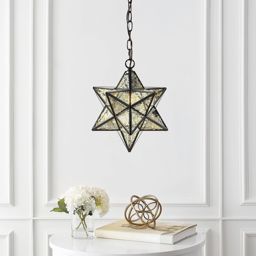 Stella Moravian Star Metal/Clear Glass Led Pendant. Picture 5