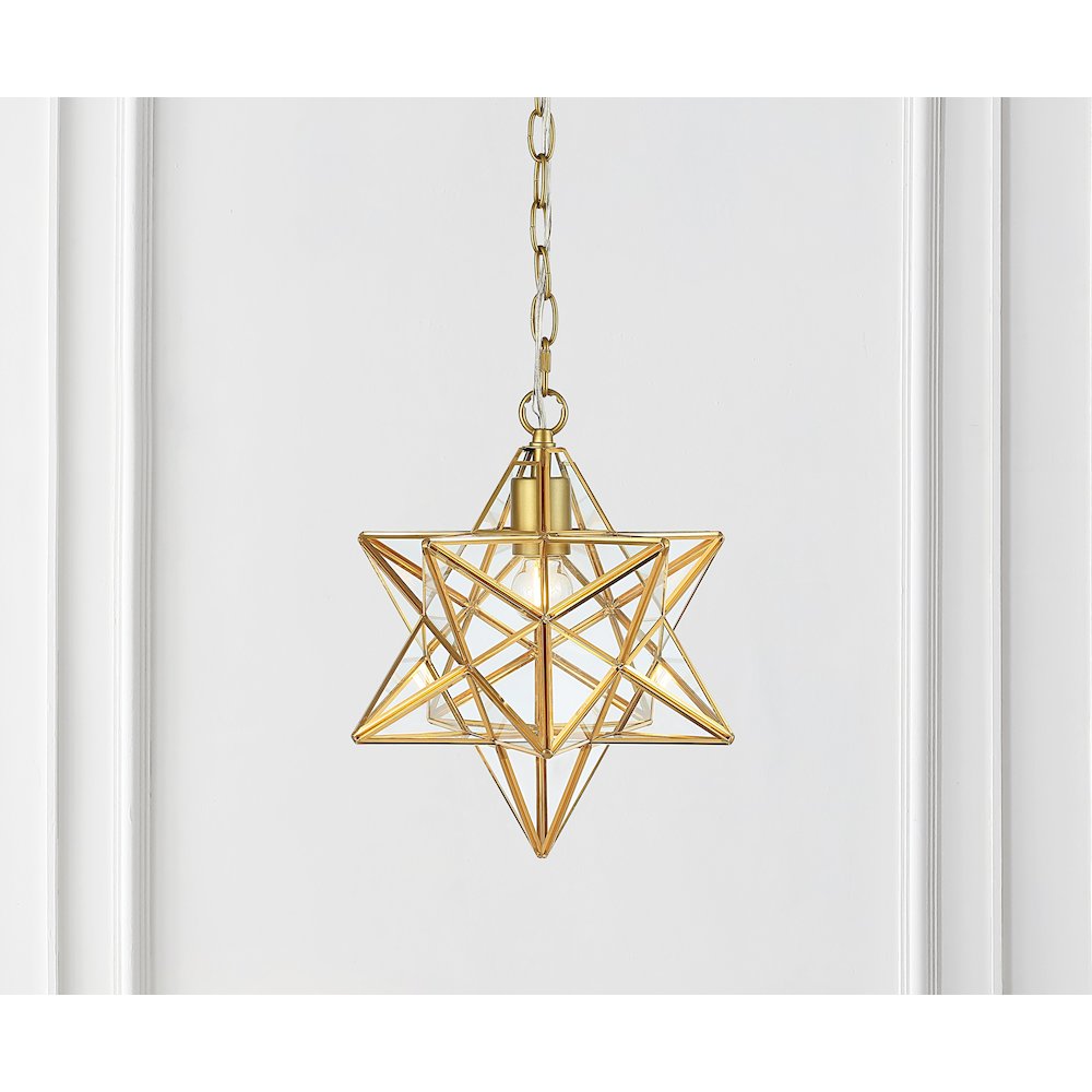 Stella Moravian Star Metal/Clear Glass Led Pendant. Picture 9