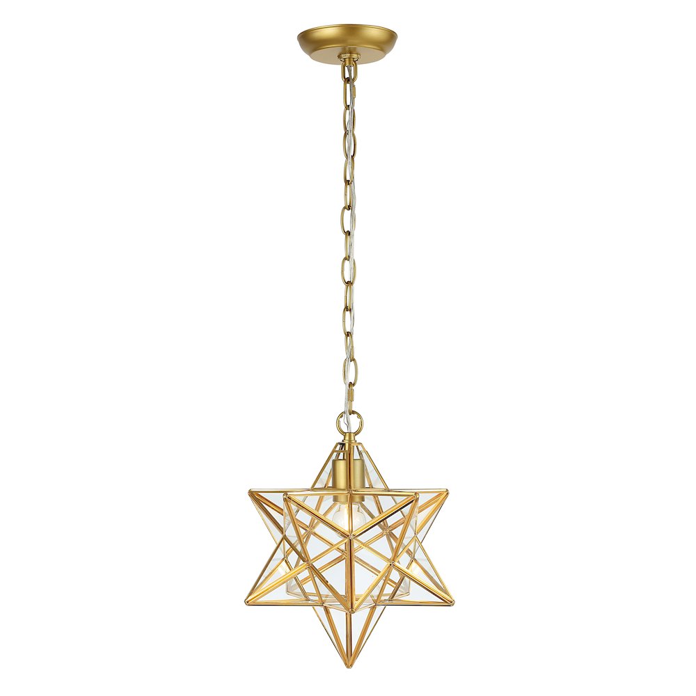 Stella Moravian Star Metal/Clear Glass Led Pendant. Picture 1