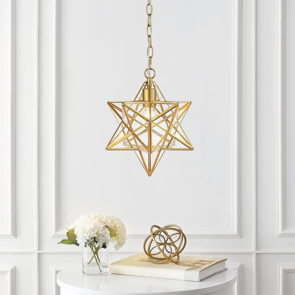 Stella Moravian Star Metal/Clear Glass Led Pendant. Picture 5