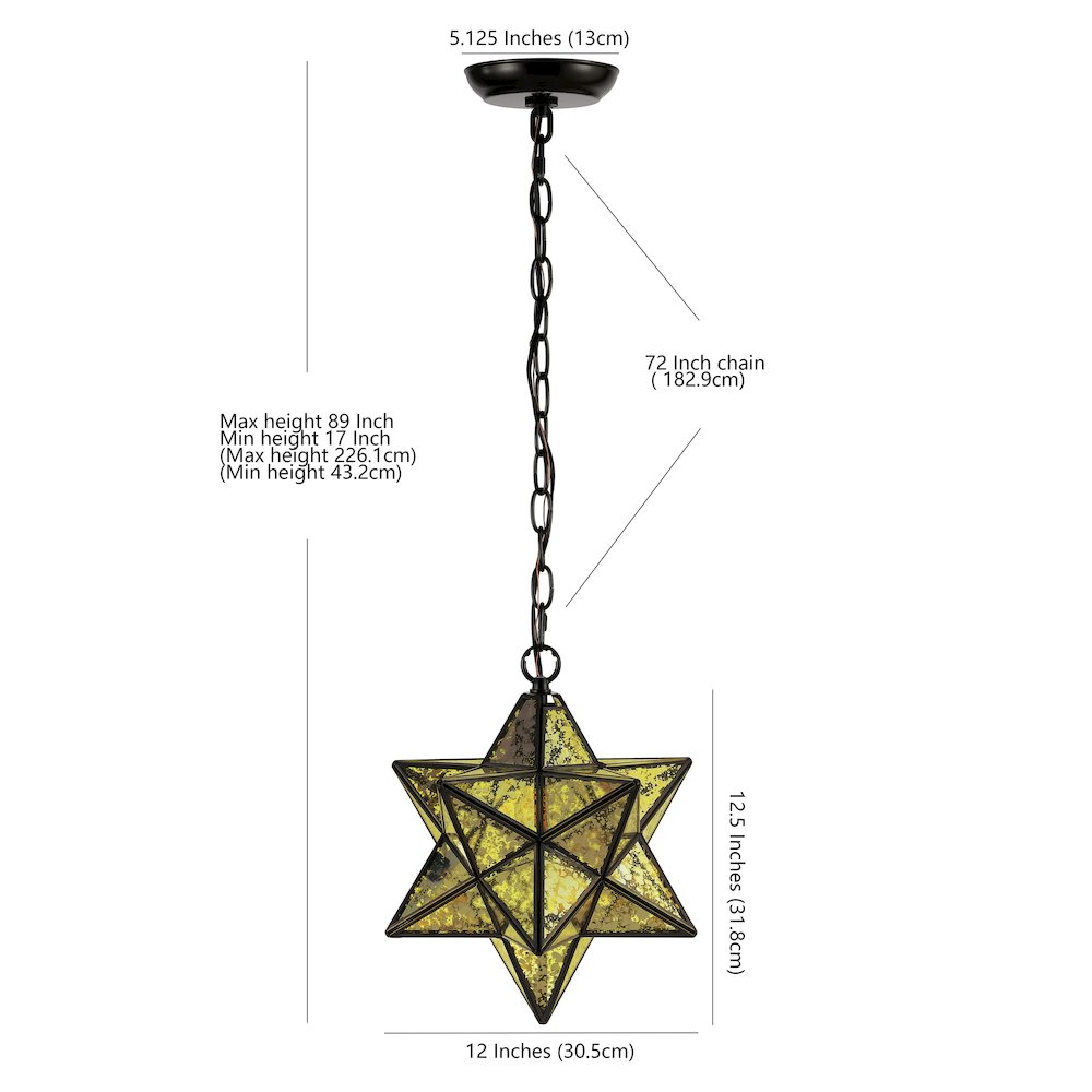 Stella Moravian Star Metal/Clear Glass Led Pendant. Picture 3