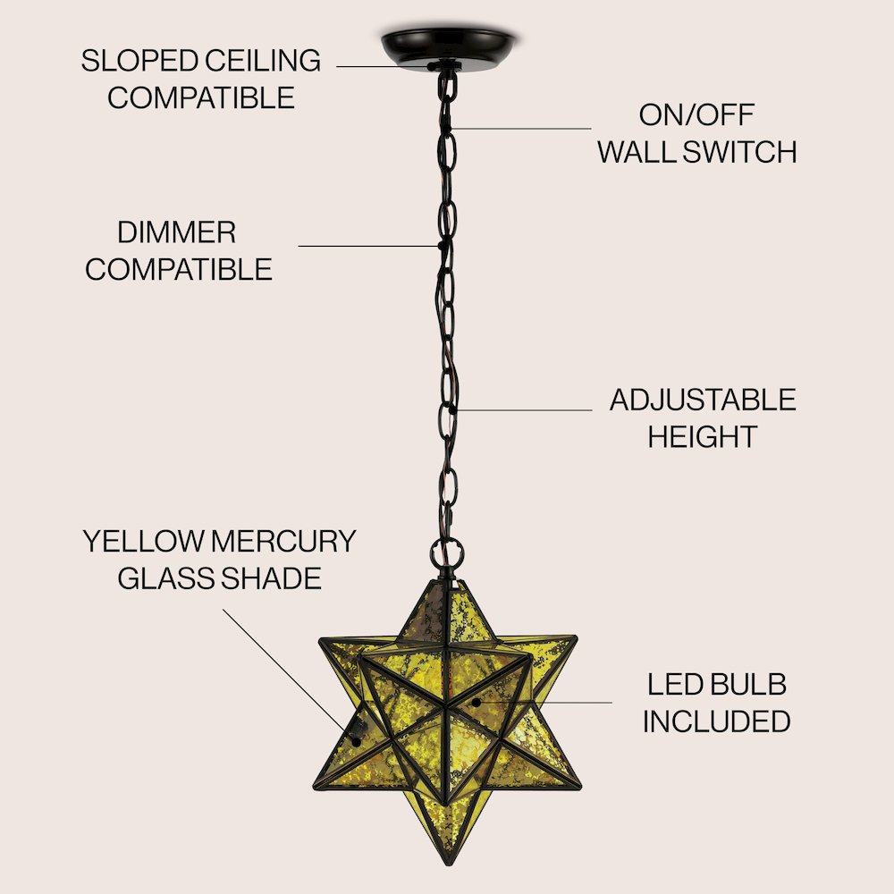 Stella Moravian Star Metal/Clear Glass Led Pendant. Picture 4