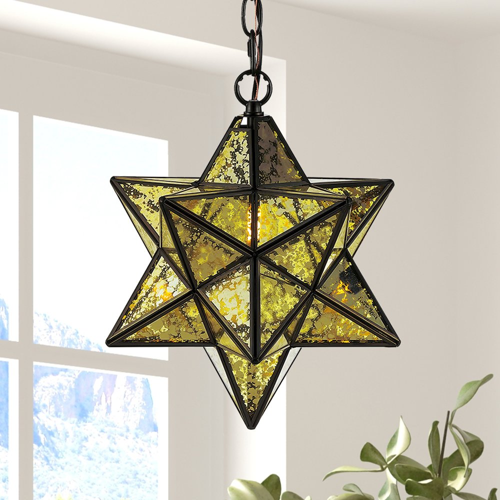 Stella Moravian Star Metal/Clear Glass Led Pendant. Picture 1