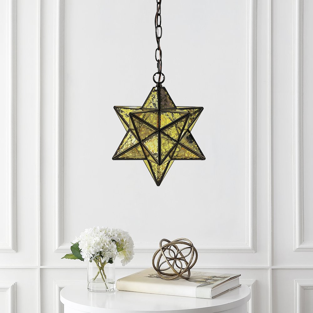 Stella Moravian Star Metal/Clear Glass Led Pendant. Picture 2