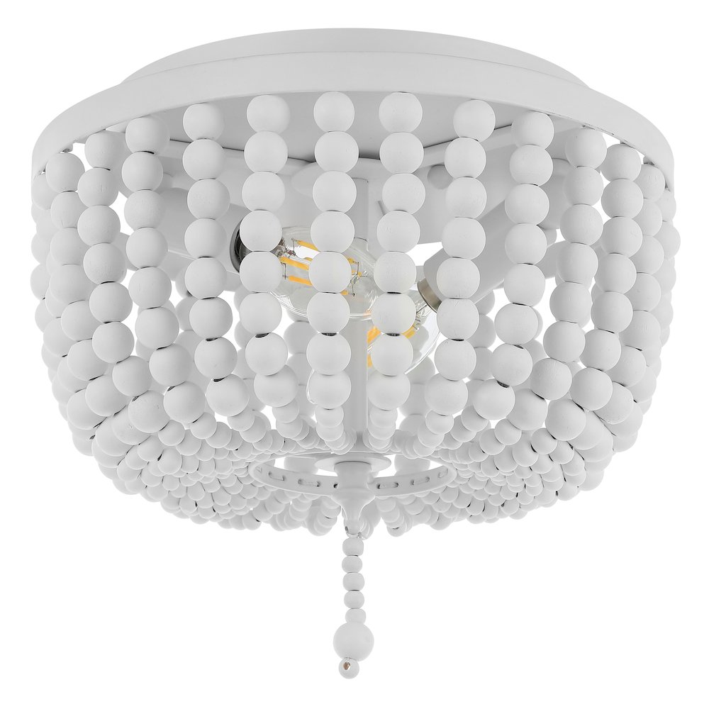 Allison 2-Light Shabby Chic Farmhouse Wood Beaded/Metal Led Flush Mount. Picture 3