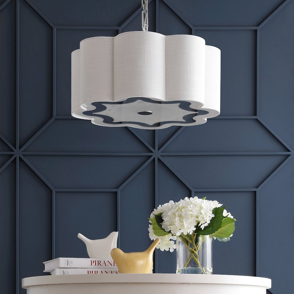 Coquille Adjustable Scalloped Shade Metal Led Pendant. Picture 8