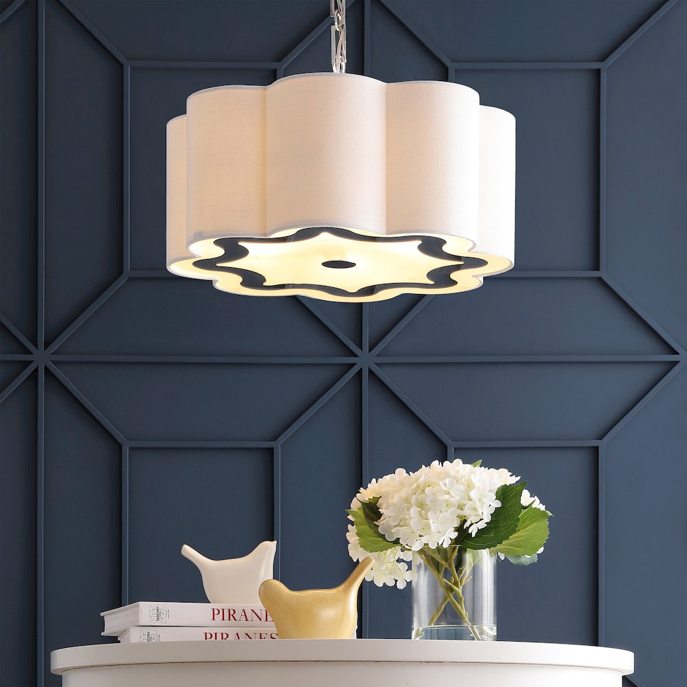 Coquille Adjustable Scalloped Shade Metal Led Pendant. Picture 7