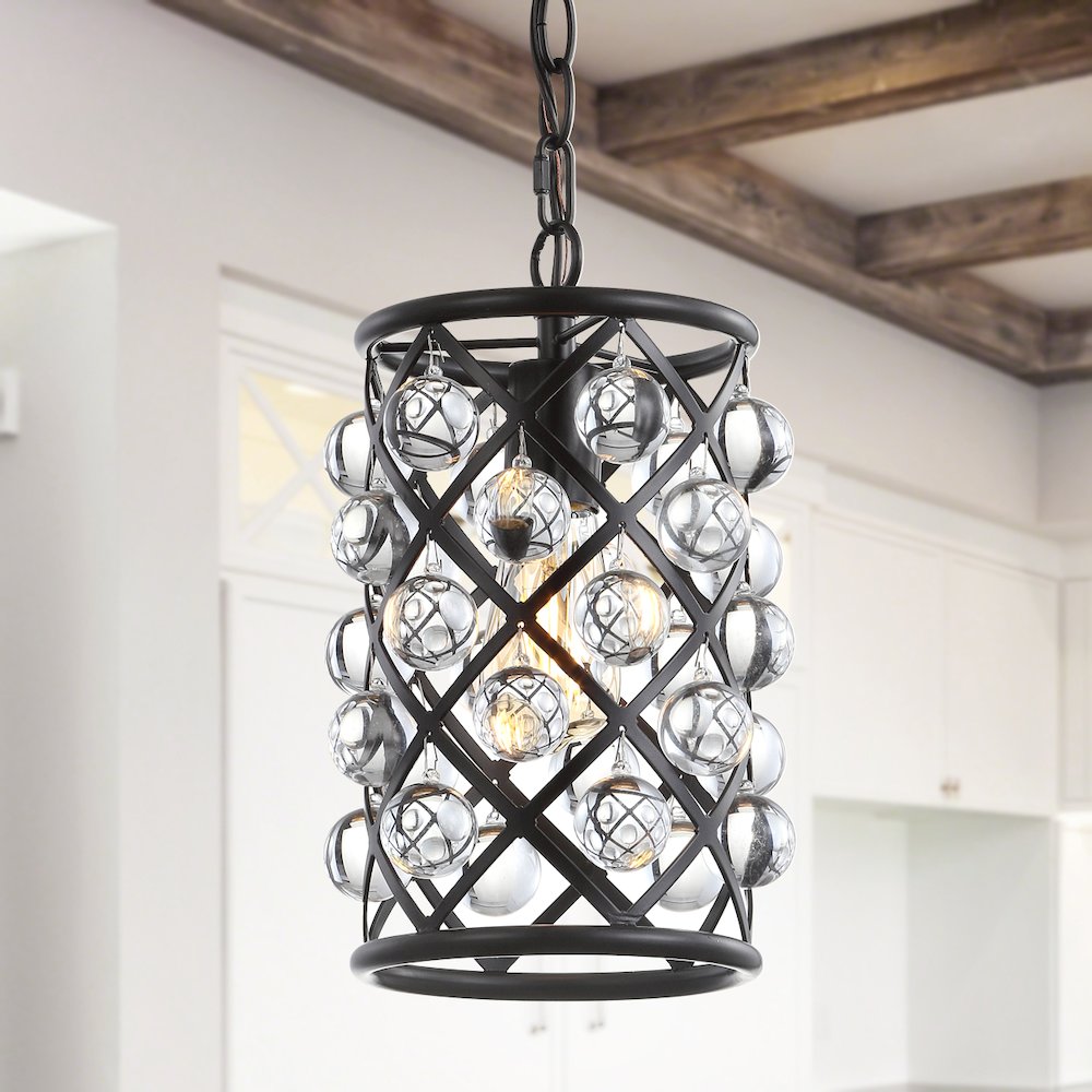 Gabrielle Crystal/Metal Led Pendant. Picture 9