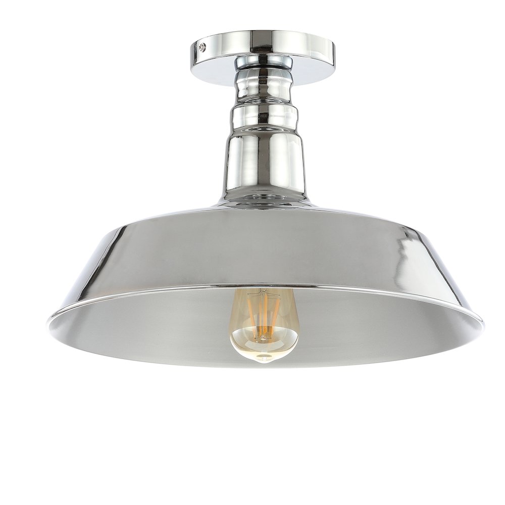 Camila Classic Industrial Indoor/Outdoor Iron Led Semi Flush Mount. Picture 2