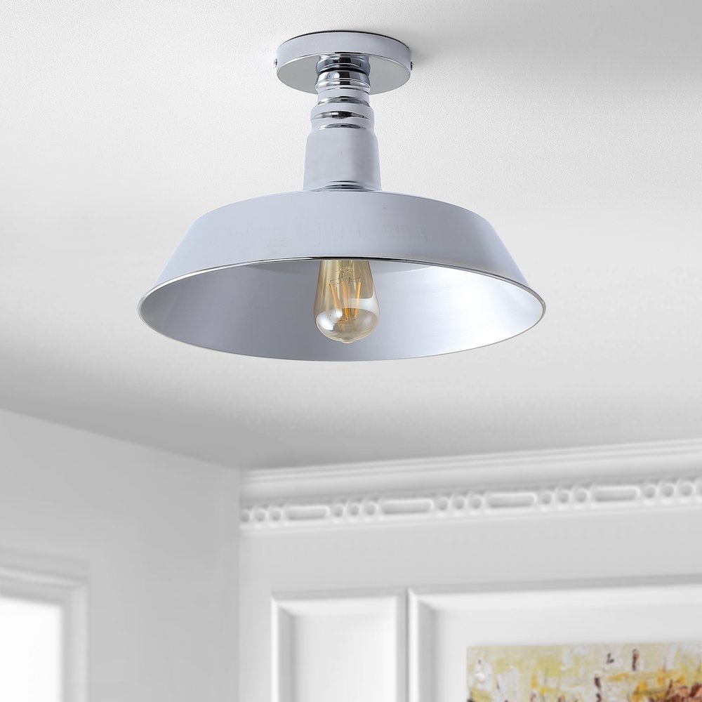 Camila Classic Industrial Indoor/Outdoor Iron Led Semi Flush Mount. Picture 6