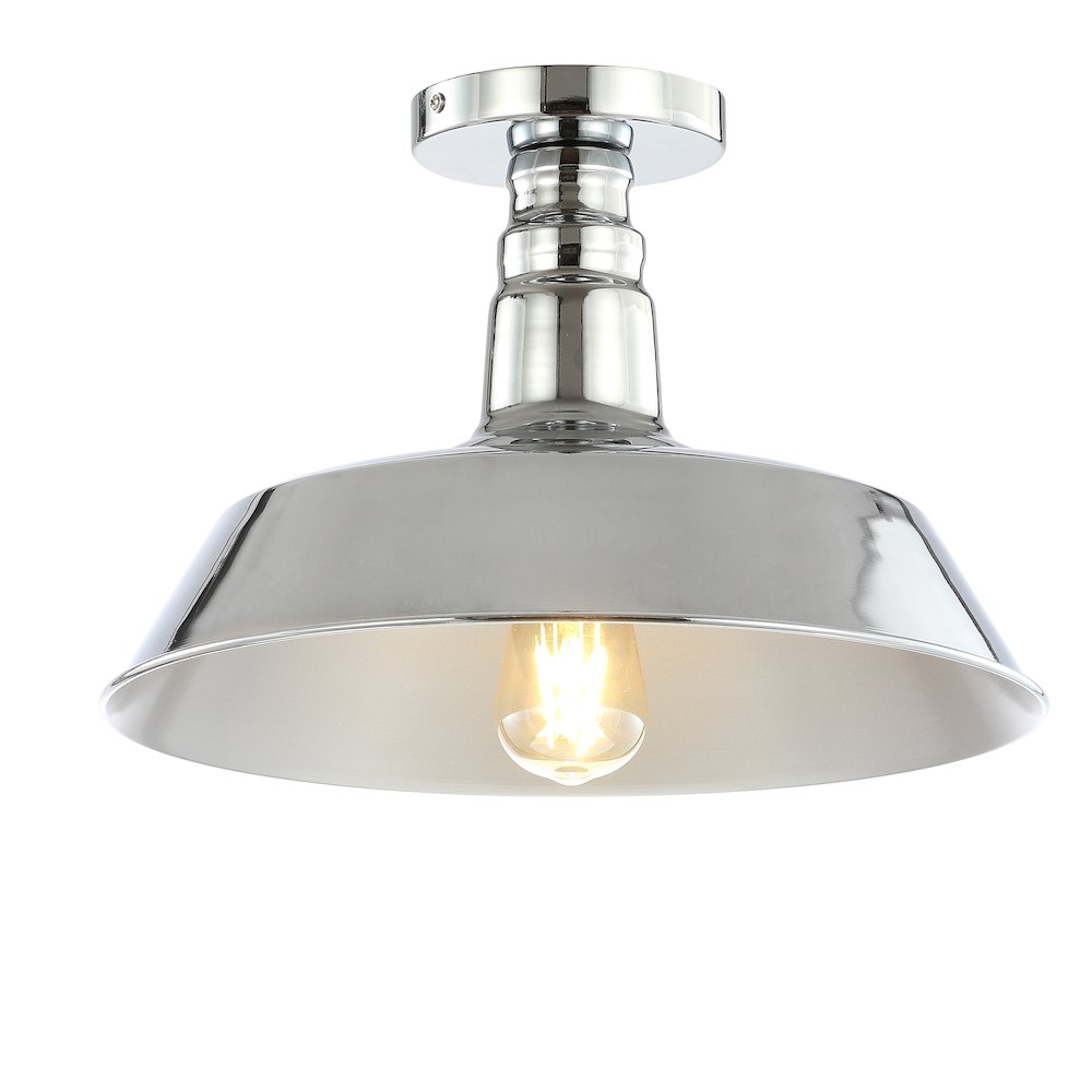 Camila Classic Industrial Indoor/Outdoor Iron Led Semi Flush Mount. Picture 1
