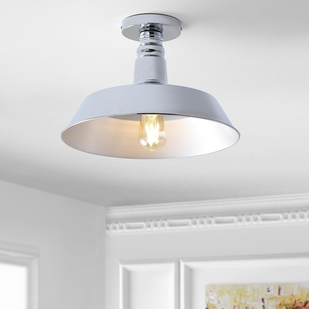 Camila Classic Industrial Indoor/Outdoor Iron Led Semi Flush Mount. Picture 5