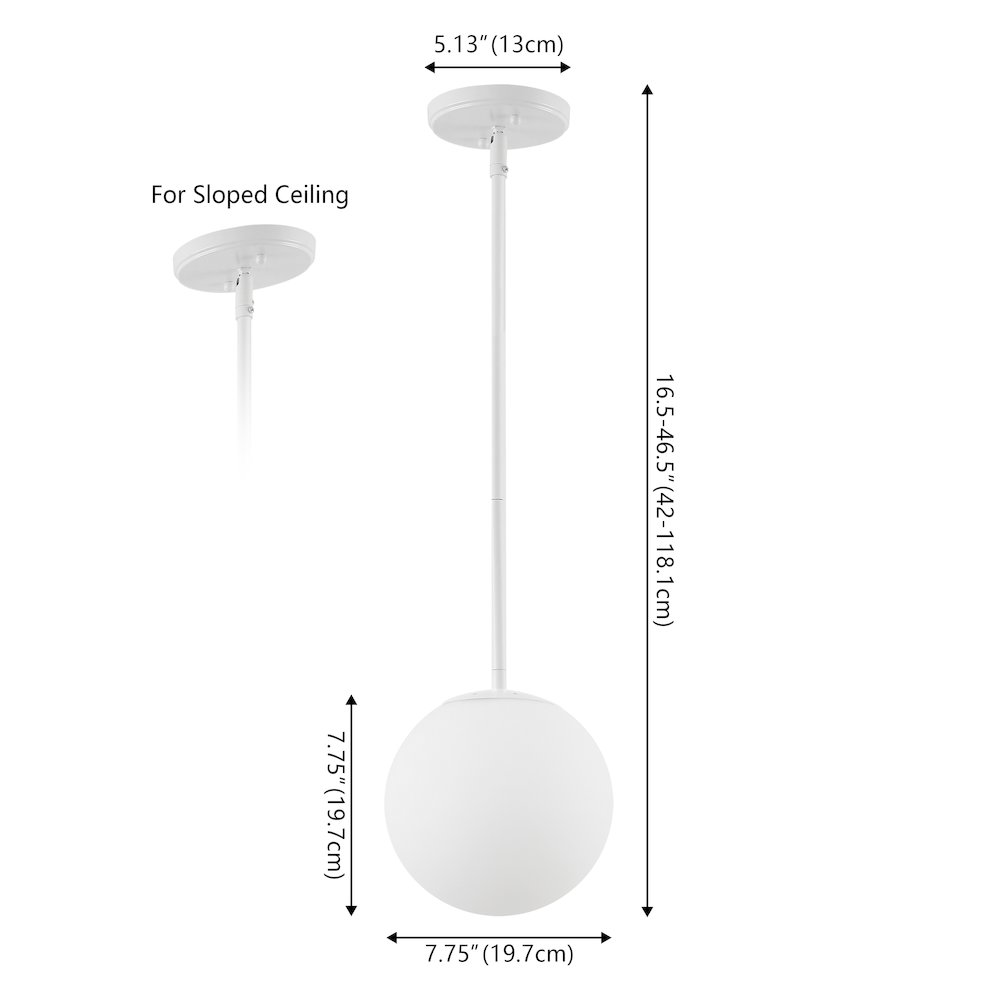 Bleecker 7.75" Metal/Glass Globe LED Pendant, White. Picture 5