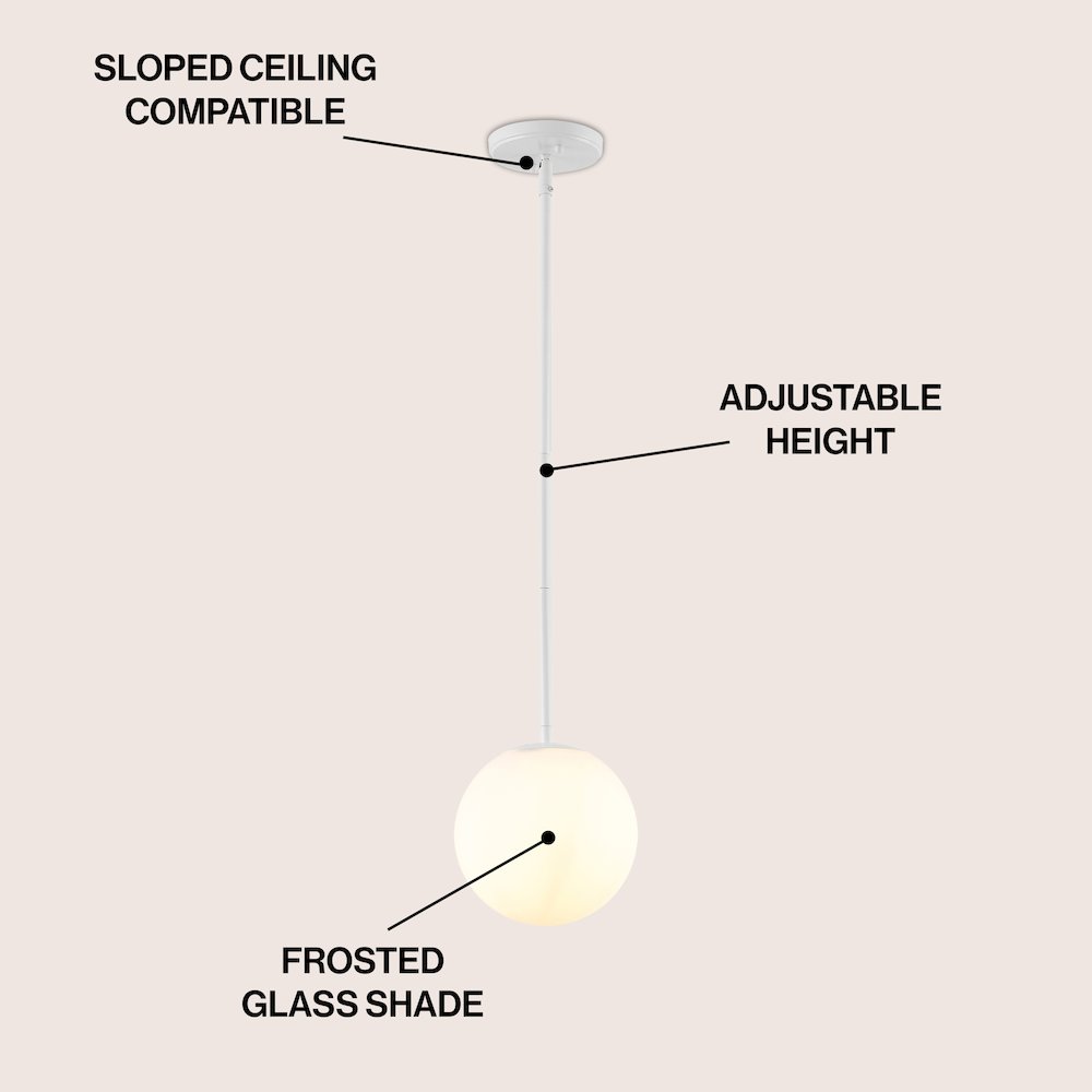 Bleecker 7.75" Metal/Glass Globe LED Pendant, White. Picture 3