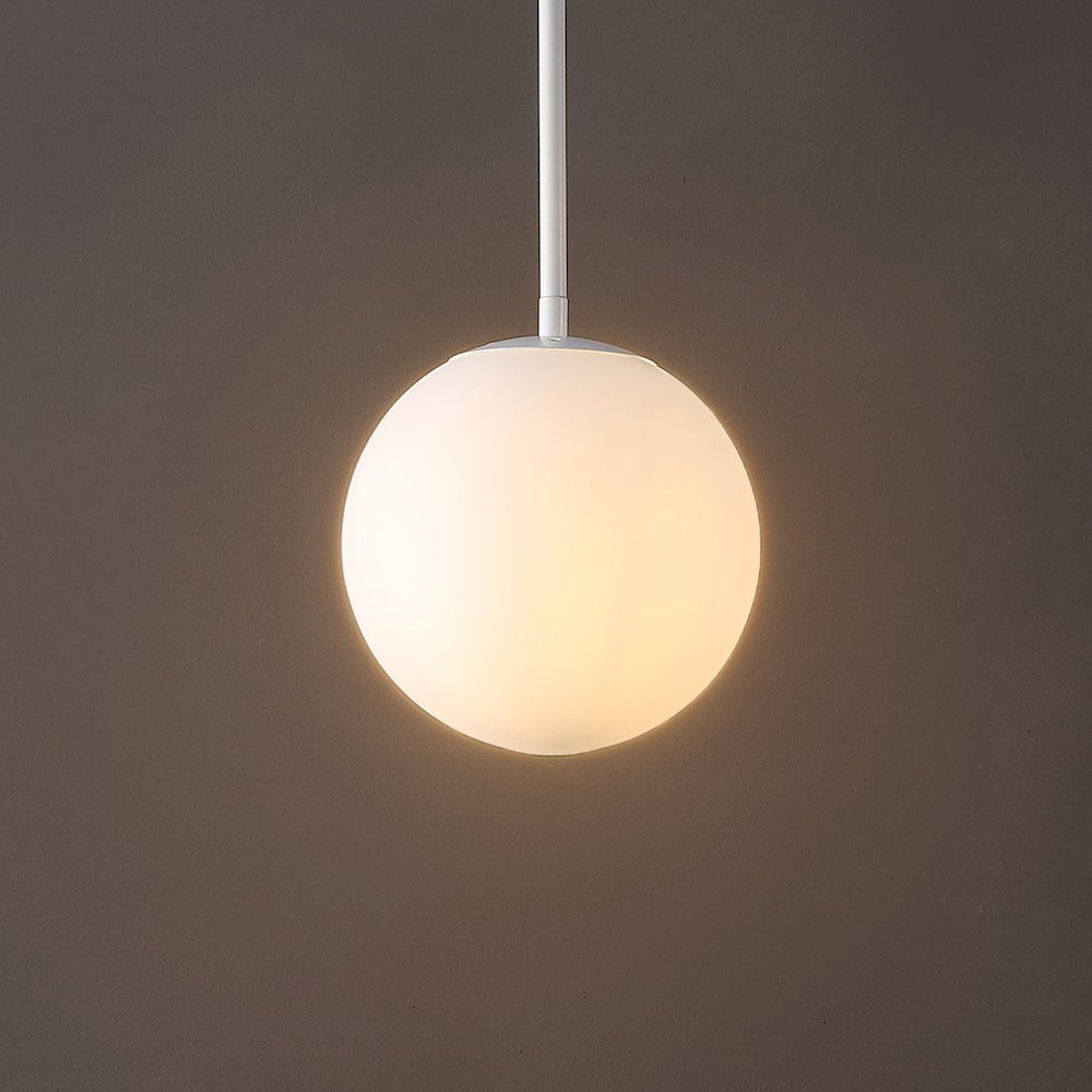 Bleecker 7.75" Metal/Glass Globe LED Pendant, White. Picture 6