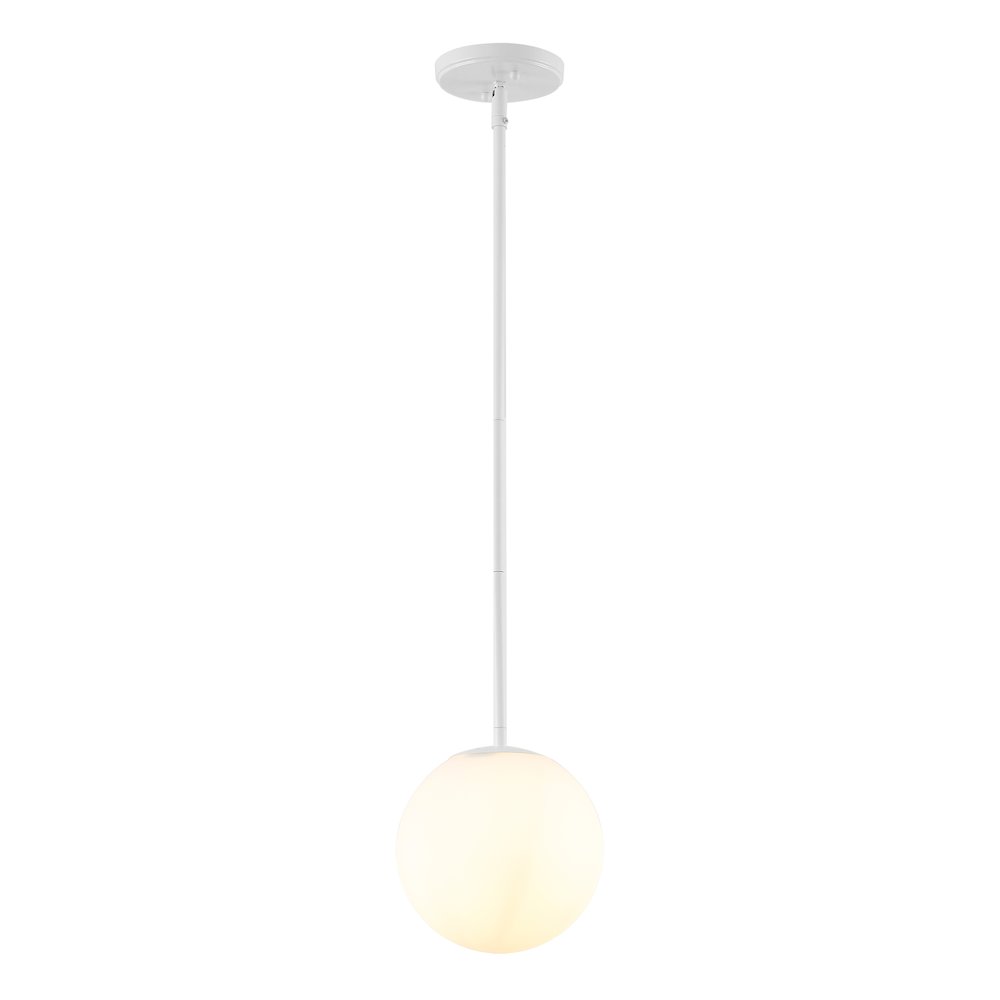 Bleecker 7.75" Metal/Glass Globe LED Pendant, White. Picture 1