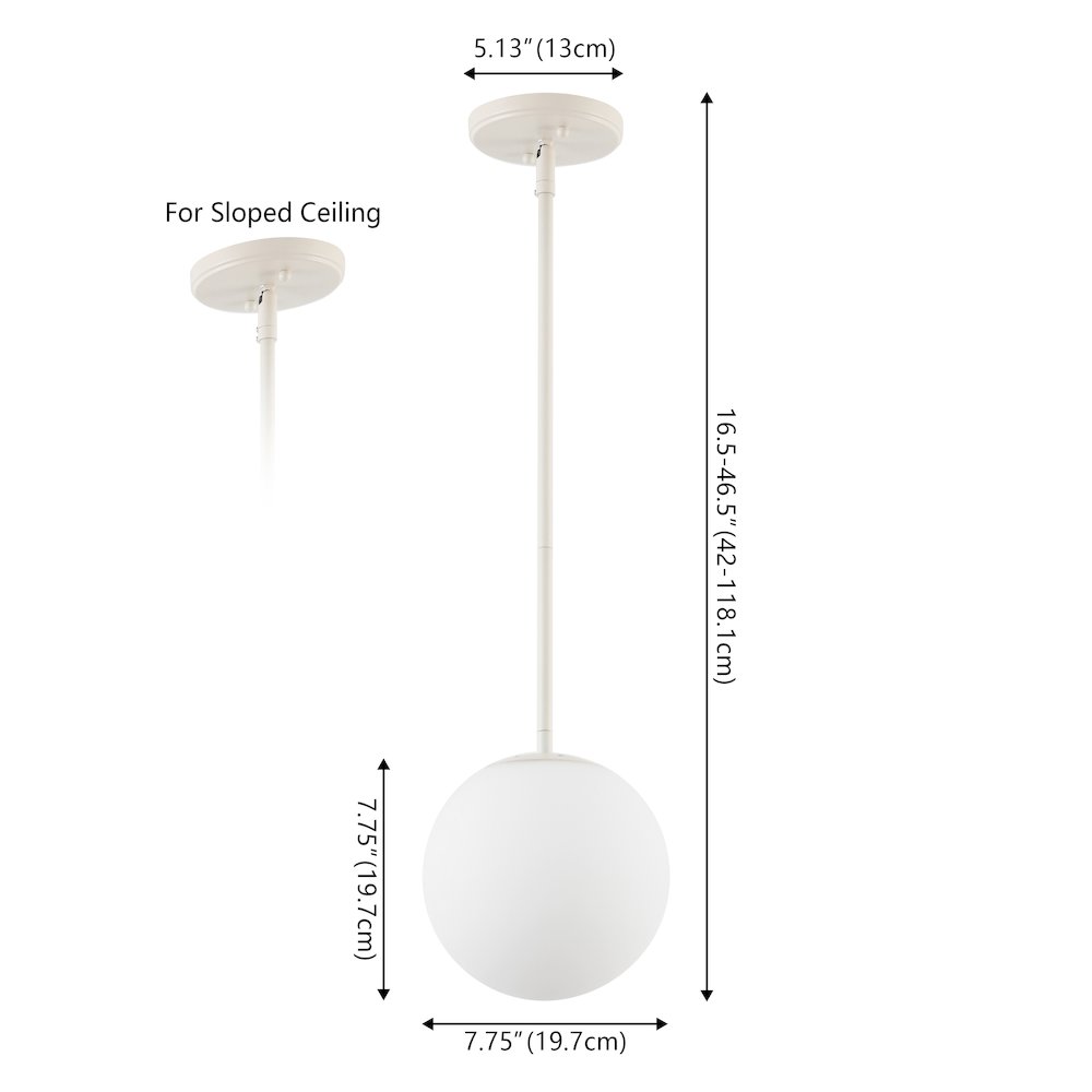 Bleecker 7.75" Metal/Glass Globe LED Pendant, Almond. Picture 5
