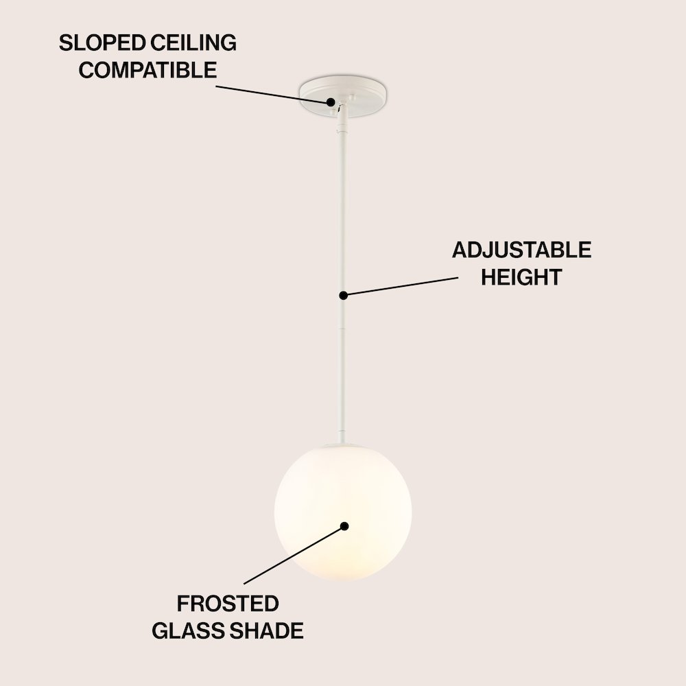 Bleecker 7.75" Metal/Glass Globe LED Pendant, Almond. Picture 3