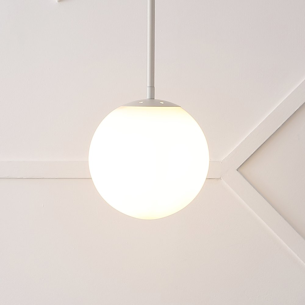 Bleecker 7.75" Metal/Glass Globe LED Pendant, Almond. Picture 6