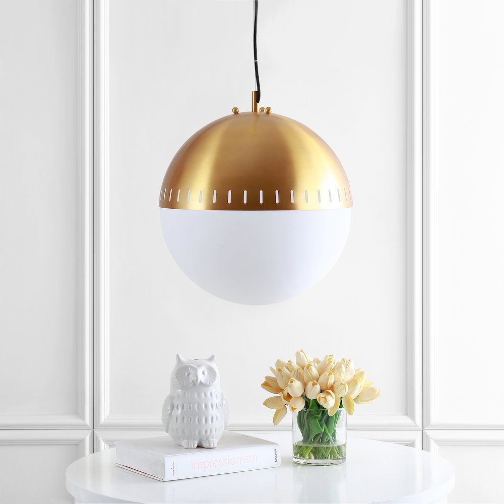 Remy Adjustable Iron/Glass Art Deco Mid Century Globe Led Pendant. Picture 8
