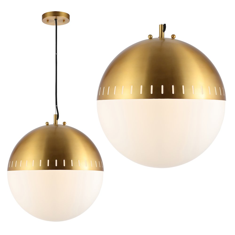 Remy Adjustable Iron/Glass Art Deco Mid Century Globe Led Pendant. Picture 9