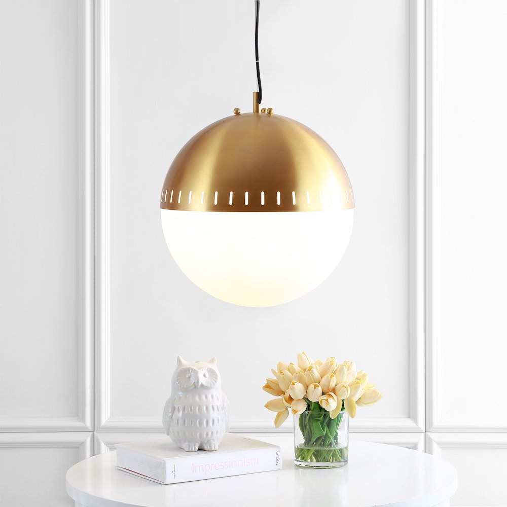 Remy Adjustable Iron/Glass Art Deco Mid Century Globe Led Pendant. Picture 7
