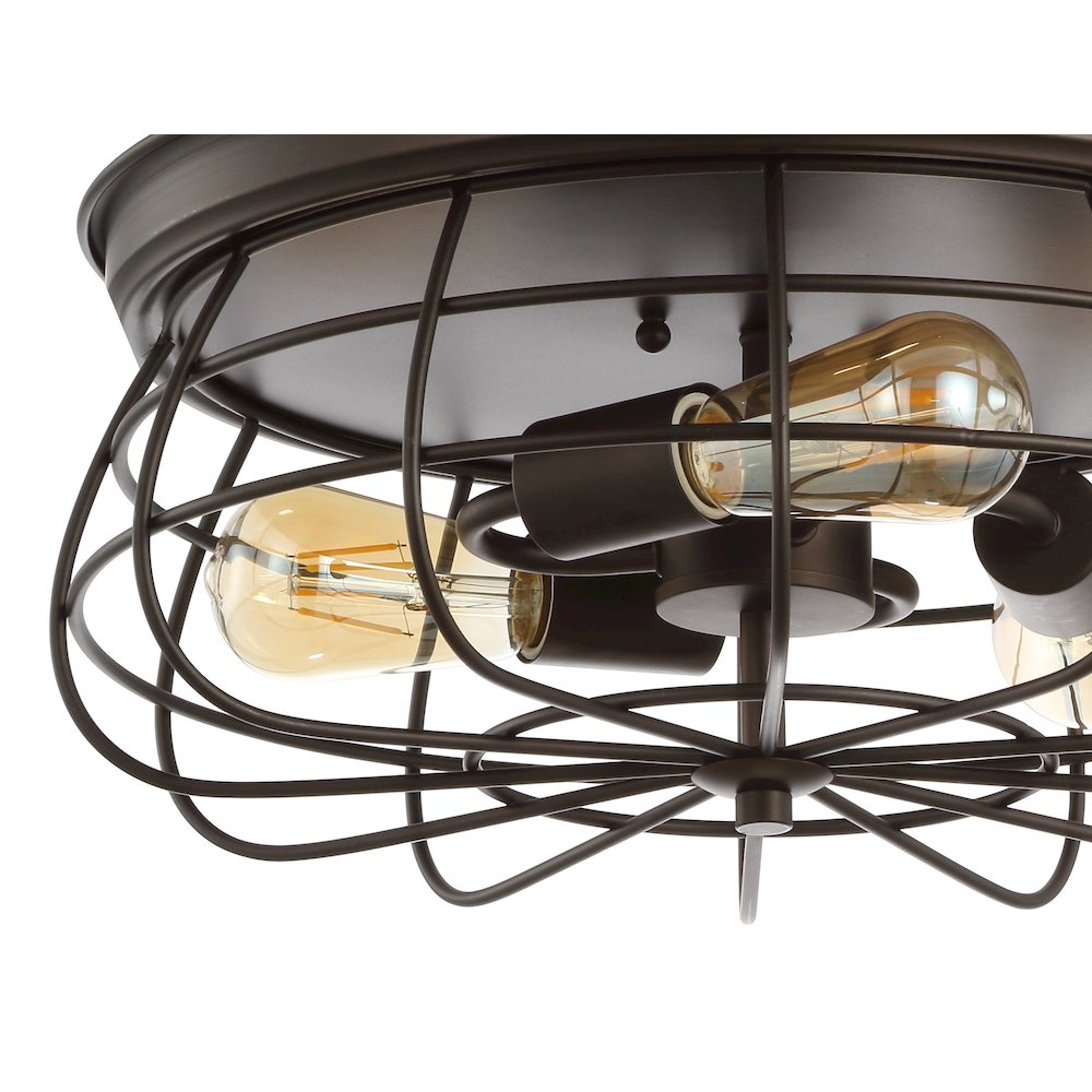 Calvia Farmhouse Metal Cage Flush Mount. Picture 3