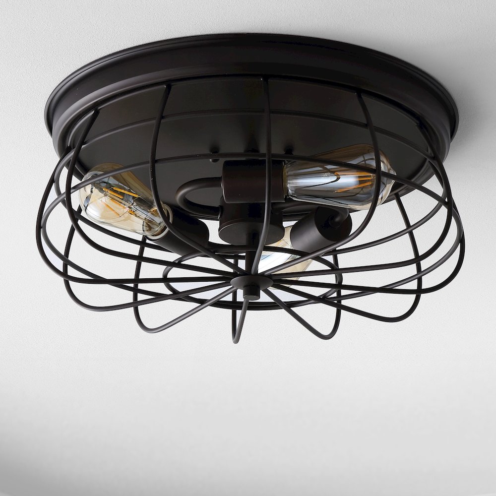 Calvia Farmhouse Metal Cage Flush Mount. Picture 5